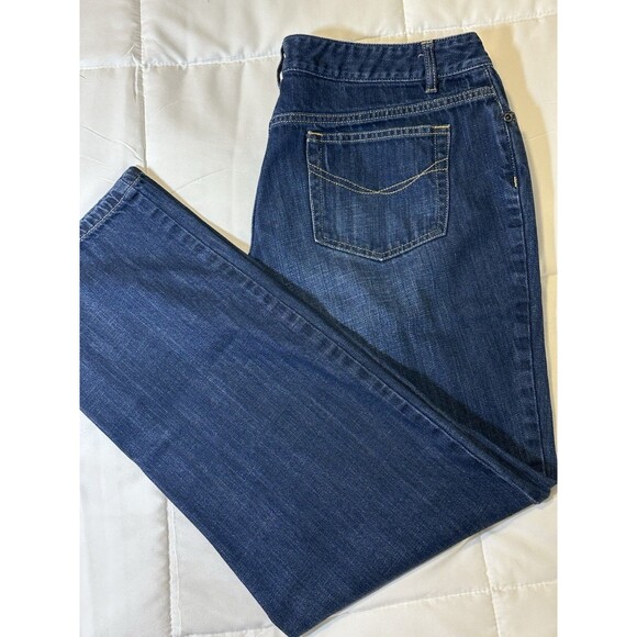 J. Jill Denim Womens Jeans Size 12 High Rise Straight Leg Blue Dark Wash - Picture 1 of 12